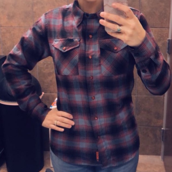 Rare Women's Dixxon Maroon Plaid Flannel - J&P Cycles 40th Anniversary - Medium - Picture 3 of 9